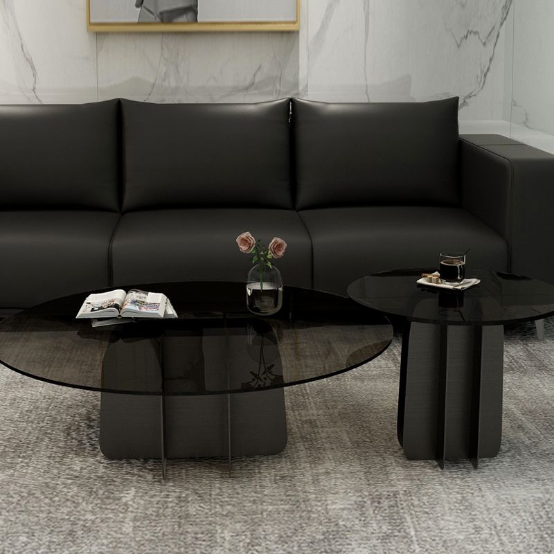 Modern Style White Slate & Grey Glass Top Iron Craft Round Coffee Table Clearhalo 'Coffee & Accent Tables' 'Coffee Tables' 'coffee_tables' 'furn' 'furn_coffee_tables' 'Furniture' 'Living Room Furniture' 1200x1200_b5de663a-60b9-43de-850a-1439cac3dc25