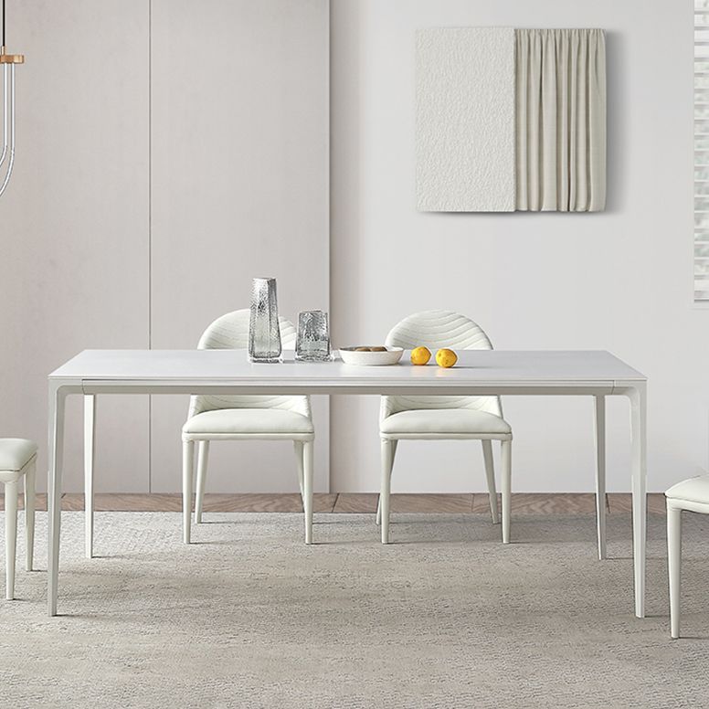 Modern White Rectangle Shape Dining Table Sintered Stone Kitchen Dining Table with 4 Legs Base Clearhalo ' dining_table' 'Dining Tables & Seating' 'Dining Tables' 'Furniture' 'furniture_dining_table' 'Kitchen & Dining Furniture' 'kitchen&dining_furn' 'kitchen' 'kitchen_dining_table' 1200x1200_b5deaa2d-7b0d-42ff-856d-0f4dc22c8383