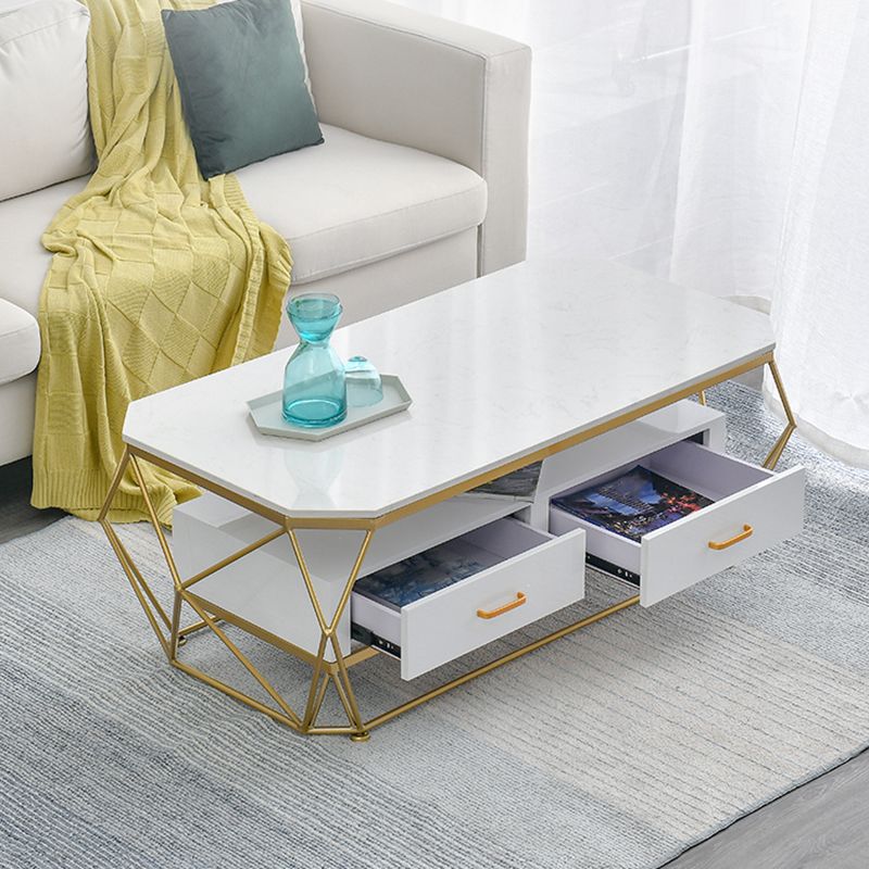 Modern Slate Geometric Coffee Table Gold Metal Frame Coffee Table with Storage Clearhalo 'Coffee & Accent Tables' 'Coffee Tables' 'coffee_tables' 'furn' 'furn_coffee_tables' 'Furniture' 'furniture_coffee_tables' 'Living Room Furniture' 1200x1200_b5e257d8-cd42-4235-9888-3c9f1a45b394