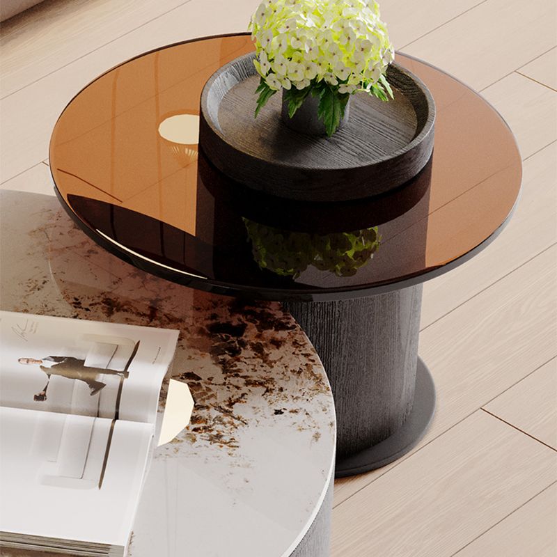 Slate Nesting Coffee Table Set Pedestal Cocktail Table with Drawers Clearhalo 'Coffee & Accent Tables' 'Coffee Tables' 'coffee_tables' 'furn' 'furn_coffee_tables' 'Furniture' 'Living Room Furniture' 1200x1200_b5e4c030-fc6c-42ee-8755-2313d70d4fed