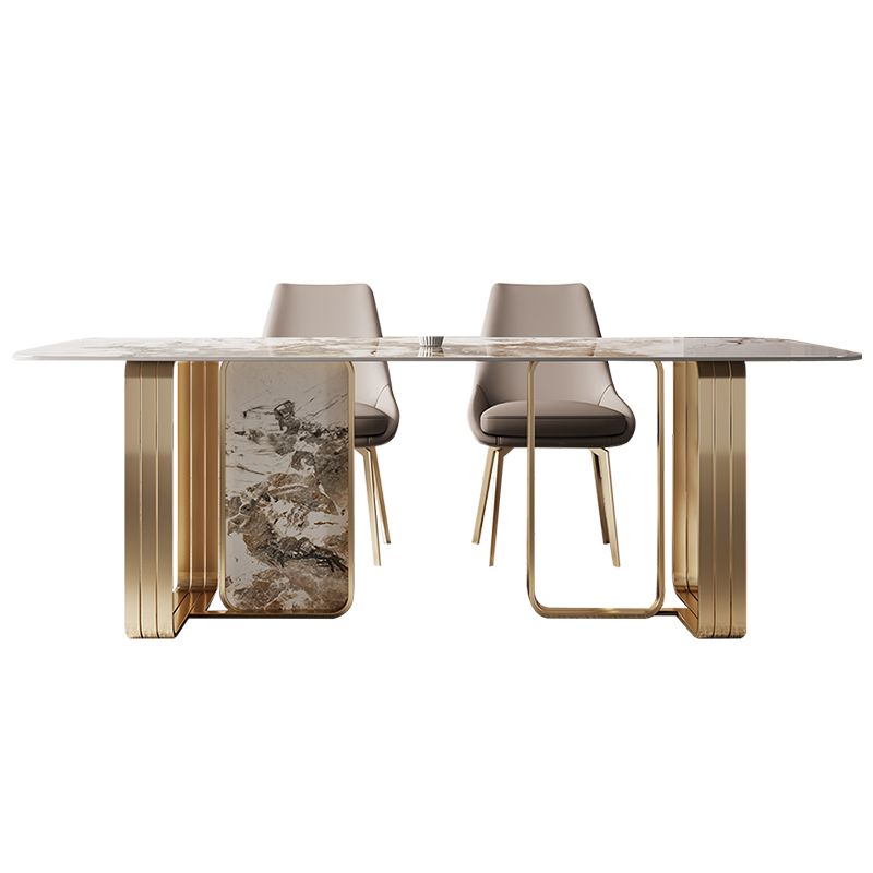 Traditional Luxury Dining Site Table Rectangle Stainless Steel Table Clearhalo 'Dining Tables & Seating' 'Dining Tables' 'dining_table' 'furn' 'furn_dining_table' 'Furniture' 'Kitchen & Dining Furniture' 1200x1200_b5e5f17c-2b42-445c-9138-96c5b2a76984