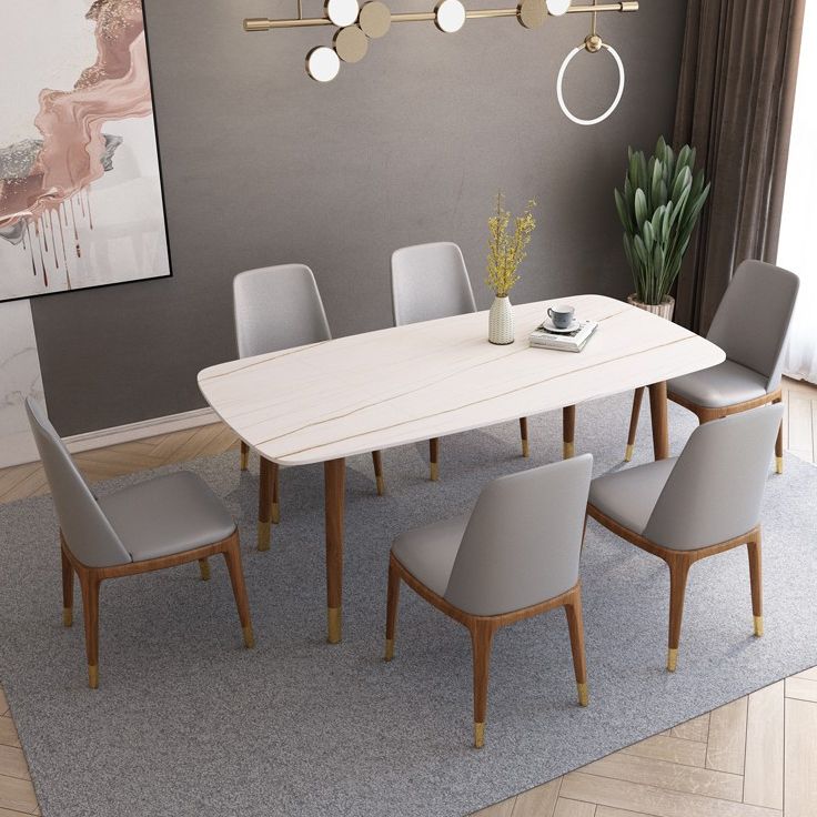 Simple White Rectangle Shape Dining Table Sintered Stone Standard Dining Table for Kitchen Clearhalo ' dining_table' 'Dining Tables & Seating' 'Dining Tables' 'furn' 'furn_dining_table' 'Furniture' 'furniture_dining_table' 'Kitchen & Dining Furniture' 'kitchen&dining_furn' 'kitchen' 'kitchen_dining_table' 1200x1200_b5e674d3-673f-4c71-8ed3-9aeee65ca3cf