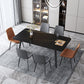 Black Metal Frame Industrial Rectangle Dining Table Sintered Stone Table for Home Clearhalo 'Dining Tables & Seating' 'Dining Tables' 'dining_table' 'furn' 'furn_dining_table' 'Furniture' 'Kitchen & Dining Furniture' 1200x1200_b5e7dbb2-9f49-412c-94a3-86bccc9b68e7