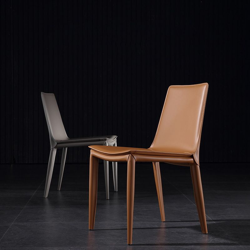 Contemporary Leather Curved Side Chair Matte Finish Parsons Chair Clearhalo ' kitchen&dining_furn' 'Dining Chairs' 'Dining Tables & Seating' 'dining_chair' 'furn' 'furn_dining_chair' 'Furniture' 'furniture_dining_chair' 'Kitchen & Dining Furniture' 'kitchen' 1200x1200_b5e83623-7ee9-4d60-a3bd-54d131436940