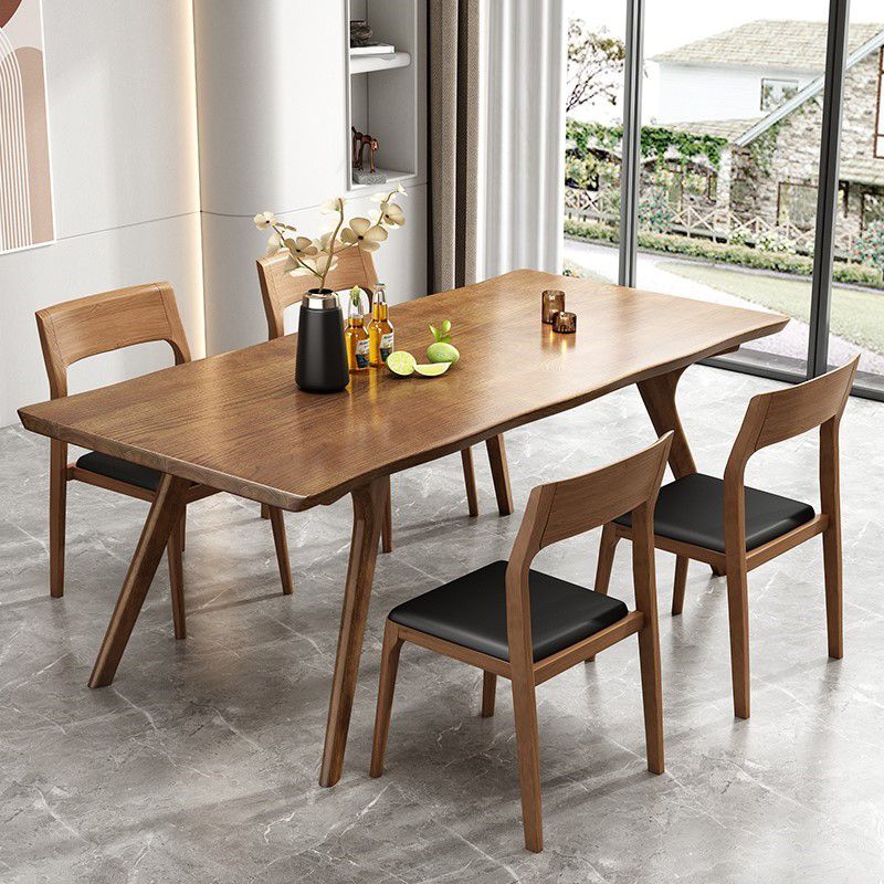 Brown Solid Wood Contemporary Dining Table Set 1/4/5/7 Pcs Dinette Set for Home Clearhalo 'Dining Room Sets' 'Dining Tables & Seating' 'dining_room_set' 'furn' 'furn_dining_room_set' 'Furniture' 'Kitchen & Dining Furniture' 1200x1200_b5e985af-aee4-40e6-8b33-5c52a72dc442