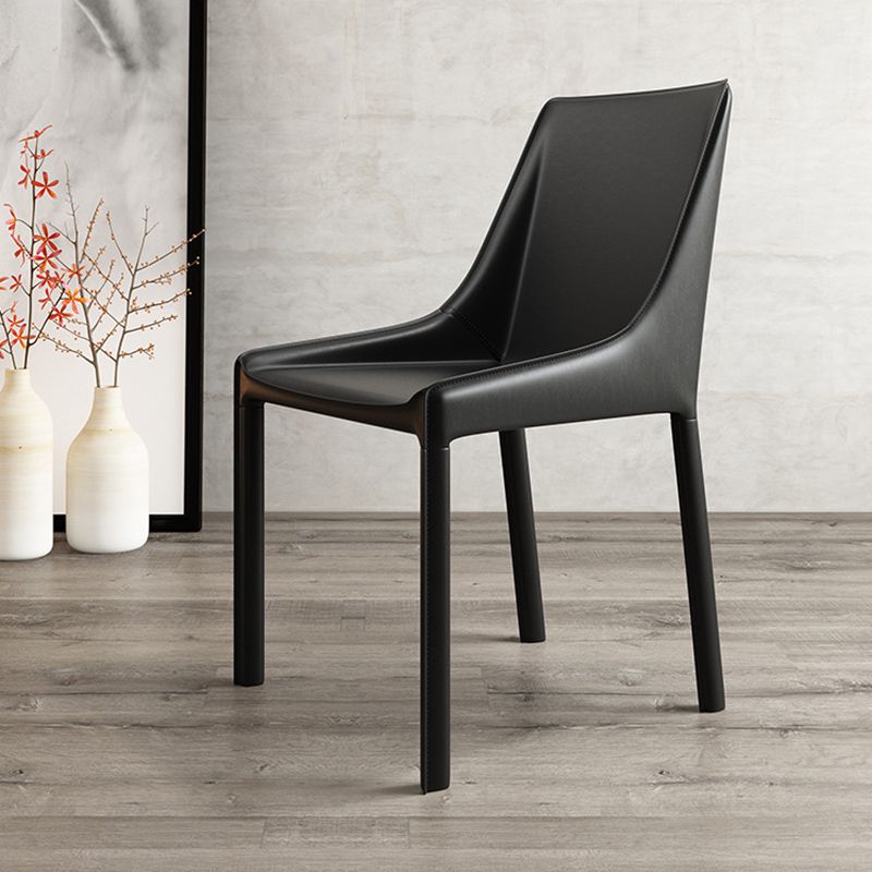 Contemporary Metal Dining Room Chair Arm Leather Side Chair for Dining Room