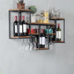 Industrial Metal Wine Holder Rack Wall Mounted Wine Jail with Shelf
