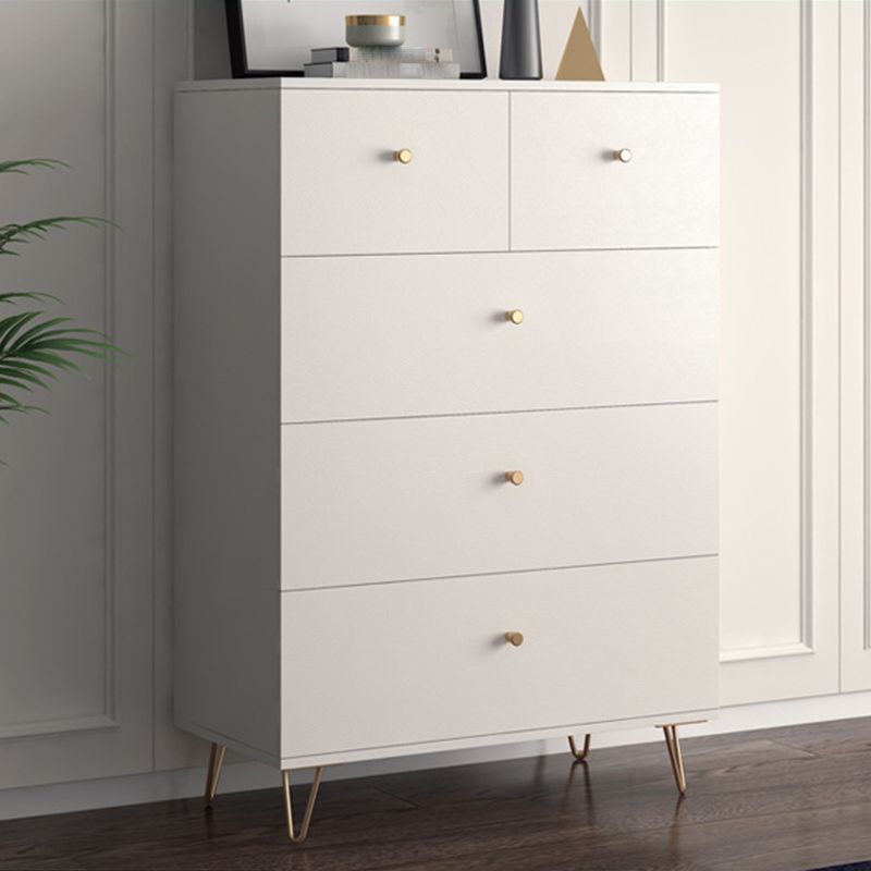 White Contemporary Accent Chest Rectangle Accent Cabinet with Drawers, Scratch Resistant