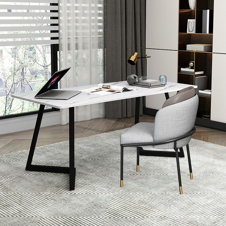 Contemporary Office Desk Antique Finish Rectangular Computer Desk with Metal Legs Clearhalo 'furn' 'furn_office_desk' 'Furniture' 'Office Desks' 'Office Furniture' 'office_desk' 1200x1200_b5ec8b48-773d-4335-a14b-7e6ced115fc7