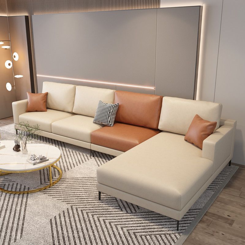 Scandinavian Modular Sectional with Recessed Arm and Pillowed Back Cushions Clearhalo 'furn' 'furn_sectionals' 'Furniture' 'furniture_sectionals' 'kitchen' 'kitchen_sectionals' 'Living Room Furniture' 'Sectionals' 1200x1200_b5ef5b92-8248-4926-88c1-fc0b36f2f56f