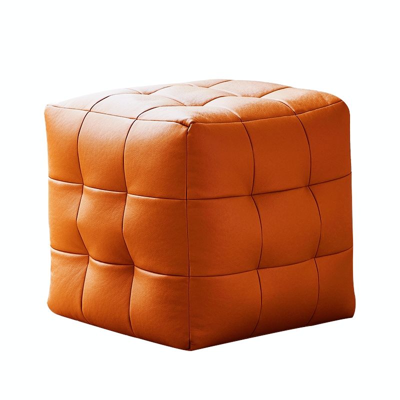 Contemporary Pouf Ottoman Genuine Leather Upholstered Tufted Square Ottoman Clearhalo 'furn' 'furn_ottomans_poufs' 'Furniture' 'Living Room Furniture' 'Ottomans & Poufs' 'ottomans_poufs' 1200x1200_b5ef62f7-570b-4ec1-bc32-7e1a78af1ec3