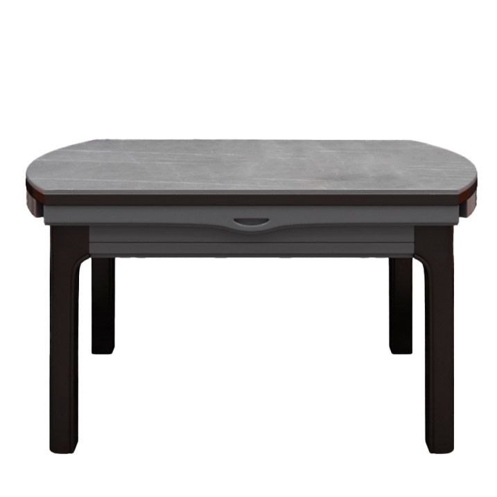 Tavolo da pranzo moderno rotondo in pietra con base in legno di gomma per sala da pranzo