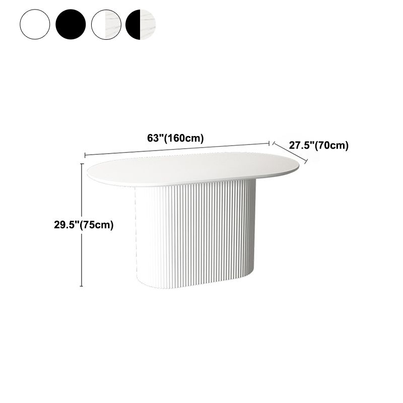 White Top Dining Table Contemporary Oval Dining Table with Pedestal Base Clearhalo 'Dining Tables & Seating' 'Dining Tables' 'dining_table' 'furn' 'furn_dining_table' 'Furniture' 'Kitchen & Dining Furniture' 1200x1200_b5efc328-88ad-4f70-b9b1-1e652d0a3cb7