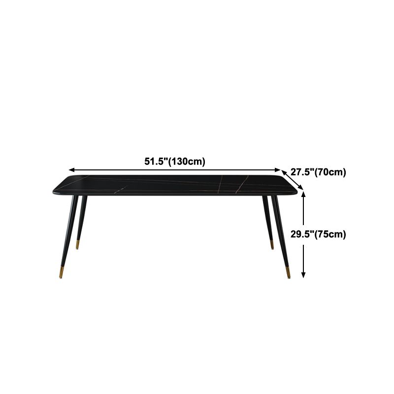 Mesa de piedra sinterizada industrial para mesa de comedor negro rectangular de restaurantes con 4 patas
