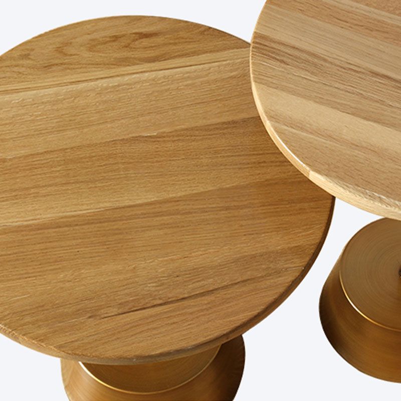 Scandinavisch ronde hout bovenste zijtafel metalen voetstuk eindtafel