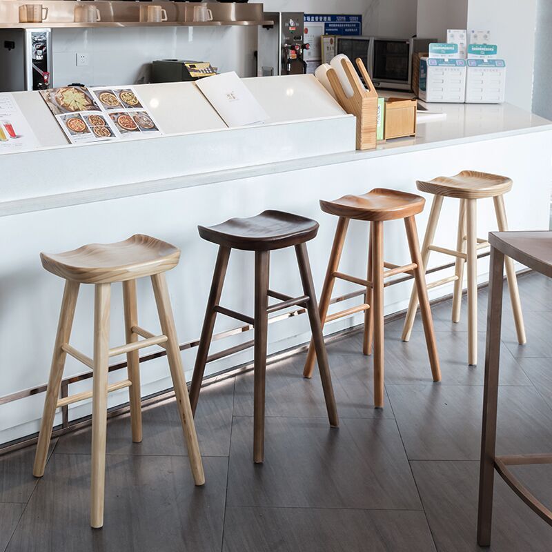 Contemporary Backless Footrest Stool Contoured Pine Solid Wood Bar Stool Clearhalo 'Bar Furniture' 'Bar Stools' 'bar_stools' 'furn' 'furn_bar_stools' 'Furniture' 'Kitchen & Dining Furniture' 1200x1200_b5f17a33-0b35-442a-ad70-e83b6483eee7