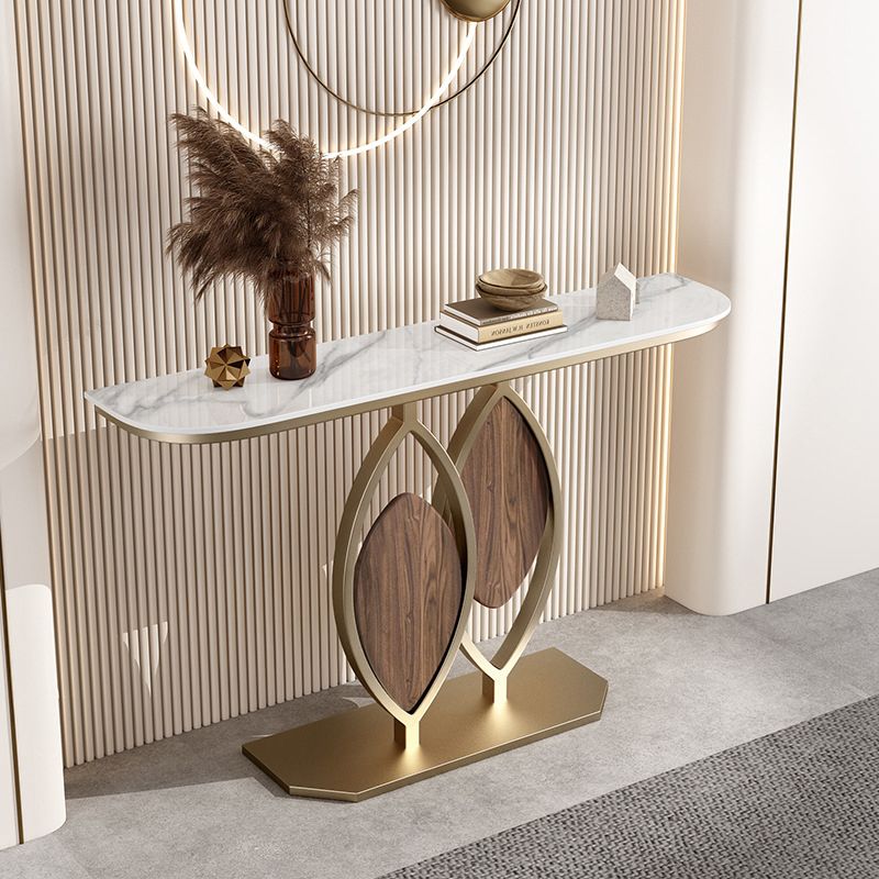 Tavolo console glam di pietra alta 31,5 "tavolo accento mezzano con 1 scaffale