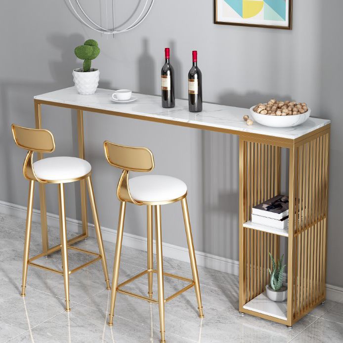 Stone Bar Dining Table Modern Rectangle Bar Table with Double Pedestal for Balcony Clearhalo 'Bar Furniture' 'Bar Tables' 'bar_tables' 'furn' 'furn_bar_tables' 'Furniture' 'furniture_bar_tables' 'Kitchen & Dining Furniture' 1200x1200_b5f2c85d-605d-458c-b813-a0206f865100