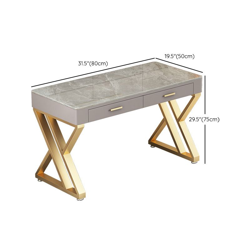 29.25-inch H Classic Glam Writing Desk Desk Curved Stone Office Desk