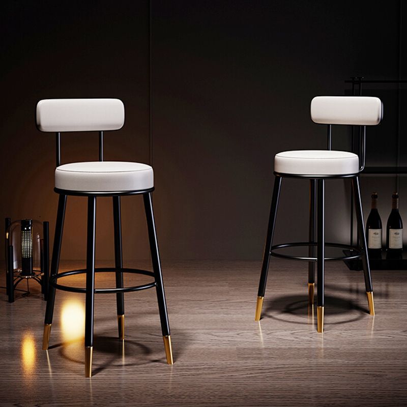 Industrial Leather Iron Counter Stools Low Back Bar Stools with Round Seat Clearhalo 'Bar Furniture' 'Bar Stools' 'bar_stools' 'furn' 'furn_bar_stools' 'furniture_bar_stools' 'Kitchen & Dining Furniture' 'kitchen&dining_furn' 'kitchen' 'kitchen_furn' Furniture' 1200x1200_b5f59b45-bc52-499e-9e2a-2a14f6193304