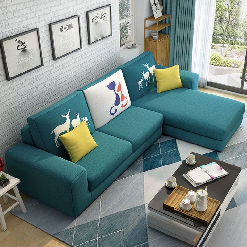 27.56"H Square Arm Sectional Removable Cushions Sofa and Chaise Clearhalo 'furn' 'furn_sectionals' 'Furniture' 'furniture_sectionals' 'kitchen' 'kitchen_sectionals' 'Living Room Furniture' 'Sectionals' 1200x1200_b5f6d64b-a0a8-4235-a33b-2ea2aa619841