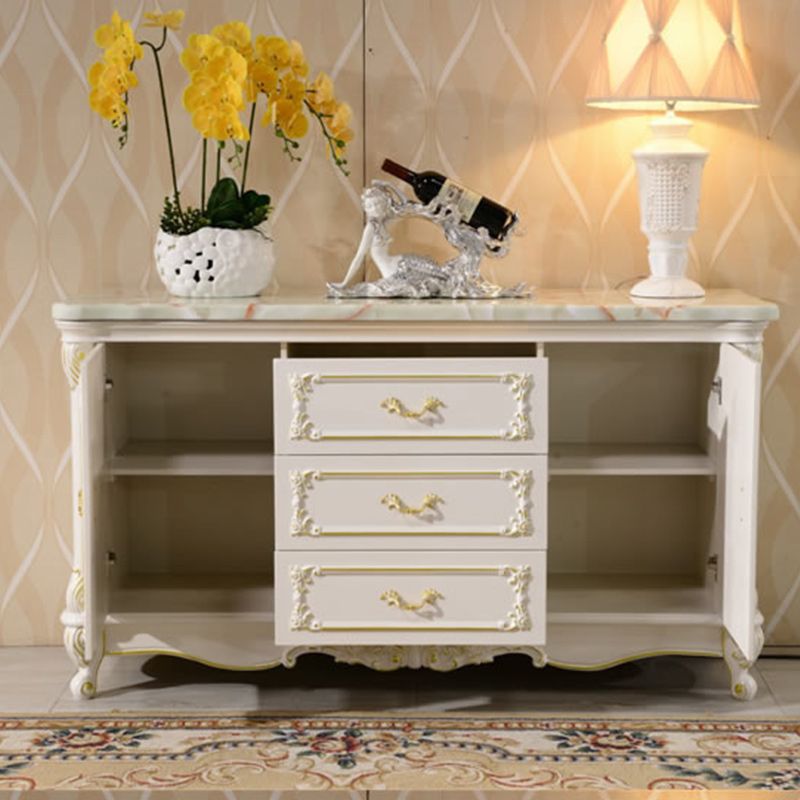 Sideboard glam in legno di gomma bianca con soggiorno a 2 porte