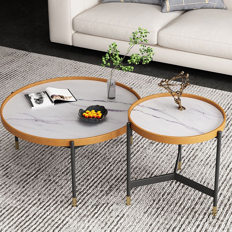 Modern Slate Tray Top 3 Legs Coffee Table White/Black Round Table Clearhalo 'Coffee & Accent Tables' 'Coffee Tables' 'coffee_tables' 'furn' 'furn_coffee_tables' 'Furniture' 'Living Room Furniture' 1200x1200_b5f8710a-075a-44dd-855f-b797977df6b2