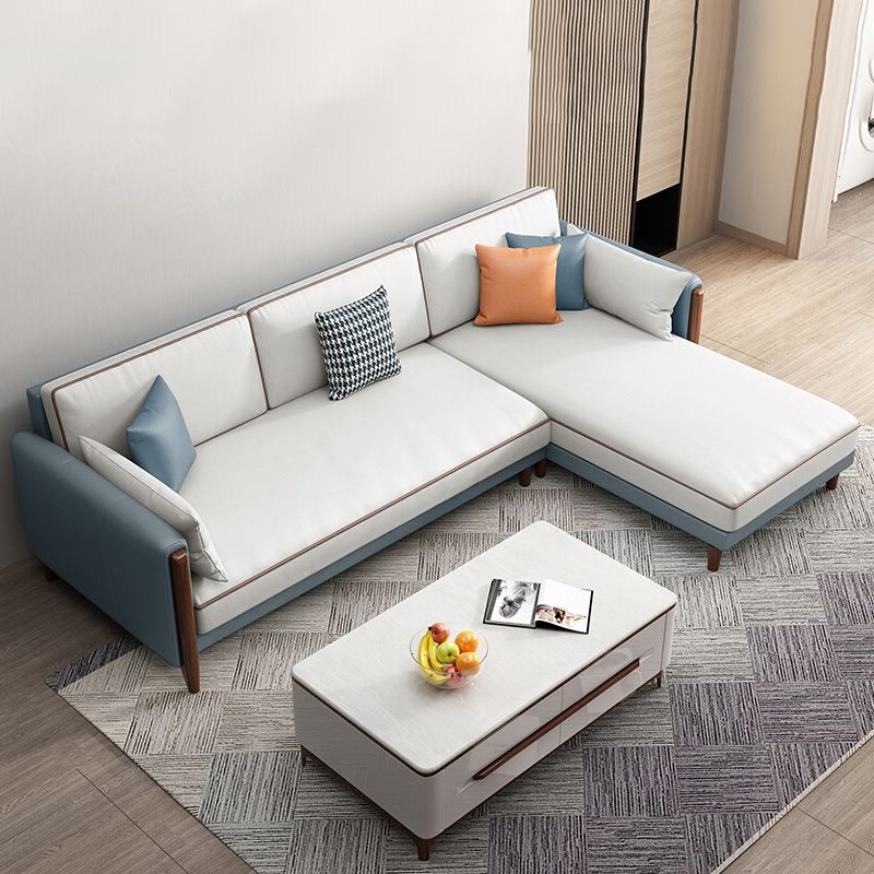 Moderno 35,43 "h di divano e chaise del braccio quadrato in leatine in finta fusione solida