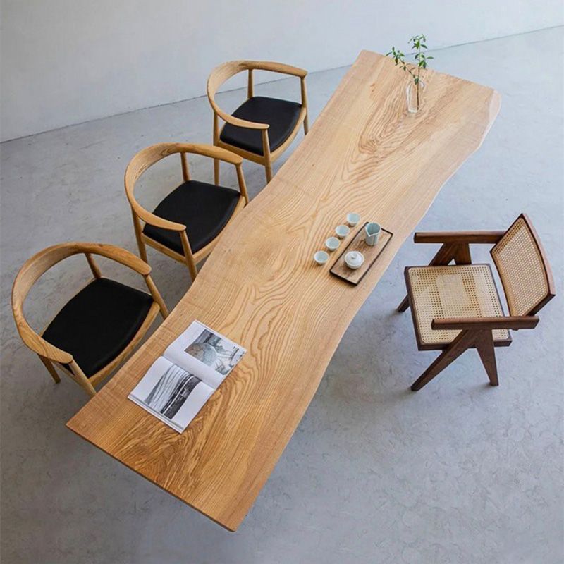 Modern Solid Wood Dining Table Natural Finish Table with Acrylic Base Clearhalo 'Dining Tables & Seating' 'Dining Tables' 'dining_table' 'furn' 'furn_dining_table' 'Furniture' 'Kitchen & Dining Furniture' 1200x1200_b5f93abf-e543-4965-b787-524d572e07d3