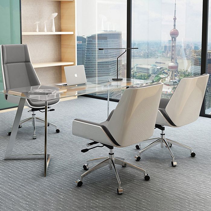 Chrome Metal Frame Modern Desk Chair with High Back Armless Executive Office Chair Clearhalo 'furn' 'furn_office_chair' 'Furniture' 'furniture_office_chair' 'Office Chairs' 'Office Furniture' 'office_chair' 1200x1200_b5f9c871-8f67-4c74-84e0-8ffb4c0e8f9d
