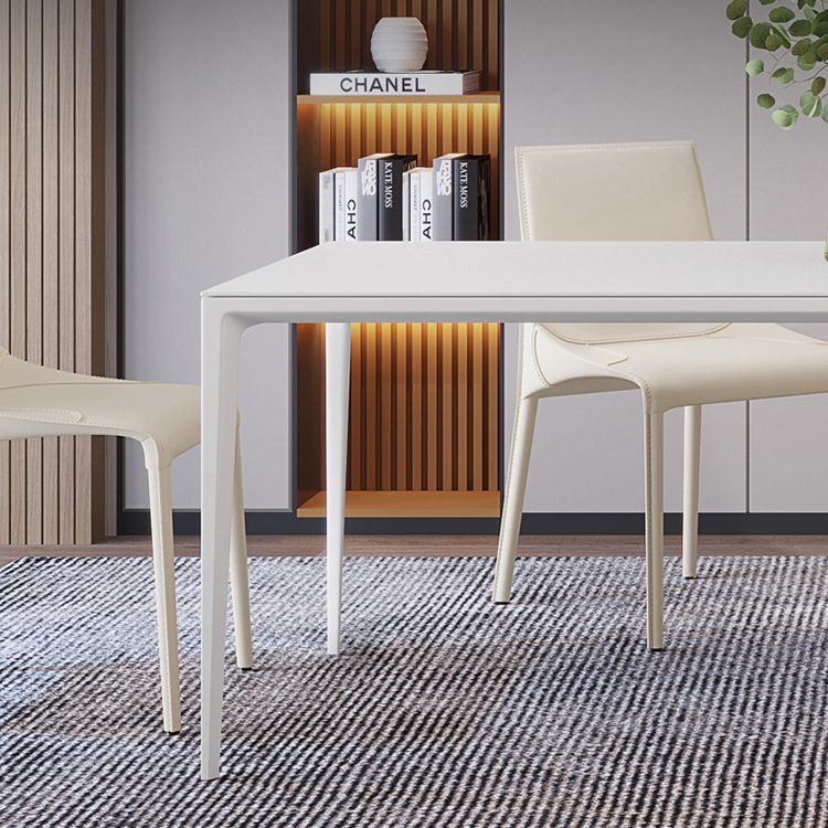 Modern Rectangle Dining Table Sintered Stone Dining Table with 4 White Legs for Home Kitchen Dinner Clearhalo ' dining_table' 'Dining Tables & Seating' 'Dining Tables' 'Furniture' 'furniture_dining_table' 'Kitchen & Dining Furniture' 'kitchen&dining_furn' 'kitchen' 'kitchen_dining_table' 1200x1200_b5fa689d-cd91-4c05-9db9-0676a1d0d5f2