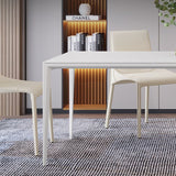 Modern Rectangle Dining Table Sintered Stone Dining Table with 4 White Legs for Home Kitchen Dinner Clearhalo ' dining_table' 'Dining Tables & Seating' 'Dining Tables' 'Furniture' 'furniture_dining_table' 'Kitchen & Dining Furniture' 'kitchen&dining_furn' 'kitchen' 'kitchen_dining_table' 1200x1200_b5fa689d-cd91-4c05-9db9-0676a1d0d5f2