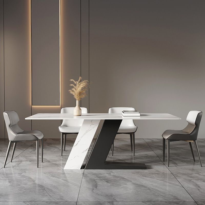 Modern Sintered Stone Top Dining Set Rectangle 1/4/5/7 Pieces Dining Table with Chairs Clearhalo 'Dining Room Sets' 'Dining Tables & Seating' 'dining_room_set' 'furn' 'furn_dining_room_set' 'Furniture' 'furniture_dining_room_set' 'Kitchen & Dining Furniture' 1200x1200_b5fc2f4c-2c70-496e-bf88-9c764ca4714f