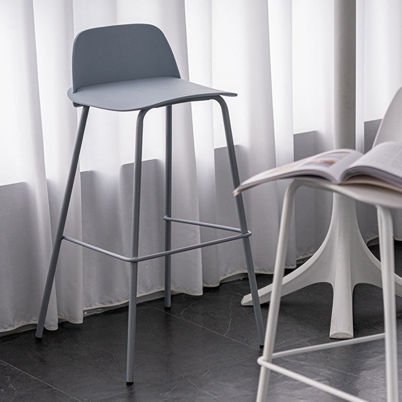 Rectangular Modern Plastic Bar Stool Backrest Footrest Counter Stool with Iron Legs Clearhalo 'Bar Furniture' 'Bar Stools' 'bar_stools' 'furn' 'furn_bar_stools' 'furniture_bar_stools' 'Kitchen & Dining Furniture' 'kitchen&dining_furn' 'kitchen' 'kitchen_furn' Furniture' 1200x1200_b5fde43b-e65a-43b6-bf55-34badd347034