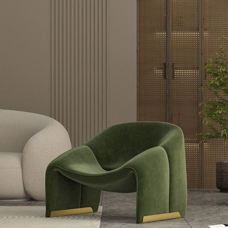 Scandinavian Arm Chair Solid Color Sloped Arms Sled Fixed Back Accent Armchair