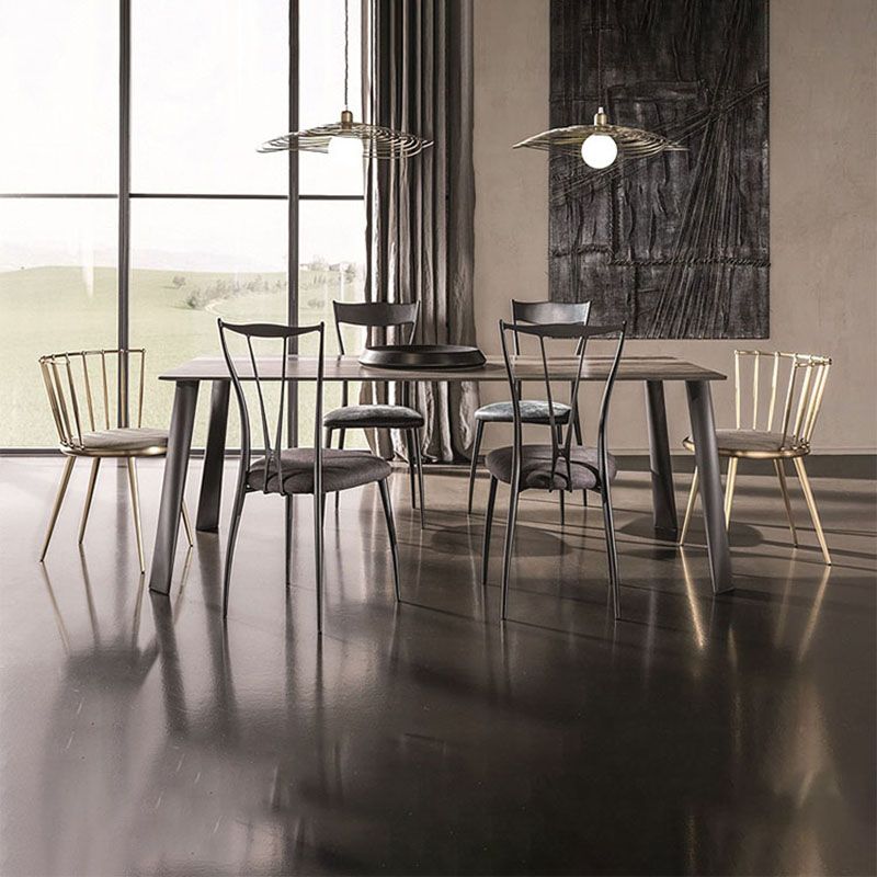 Scandinavian Style Armless Windsor Back Side Chairs Upholstered Dining Chairs Clearhalo ' kitchen&dining_furn' 'Dining Chairs' 'Dining Tables & Seating' 'dining_chair' 'furn' 'furn_dining_chair' 'Furniture' 'furniture_dining_chair' 'Kitchen & Dining Furniture' 'kitchen' 1200x1200_b5ff5436-37a1-49bf-a633-4366307bdf2d