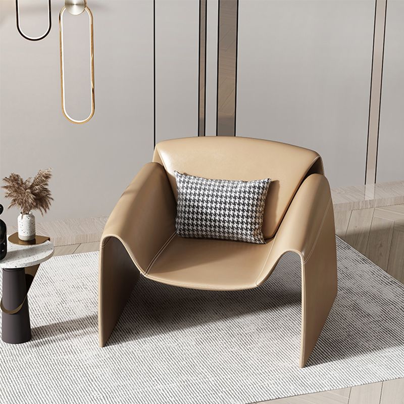 Modern Round Arms Barrel Chair Fixed Back Barrel Accent Chair for Bedroom