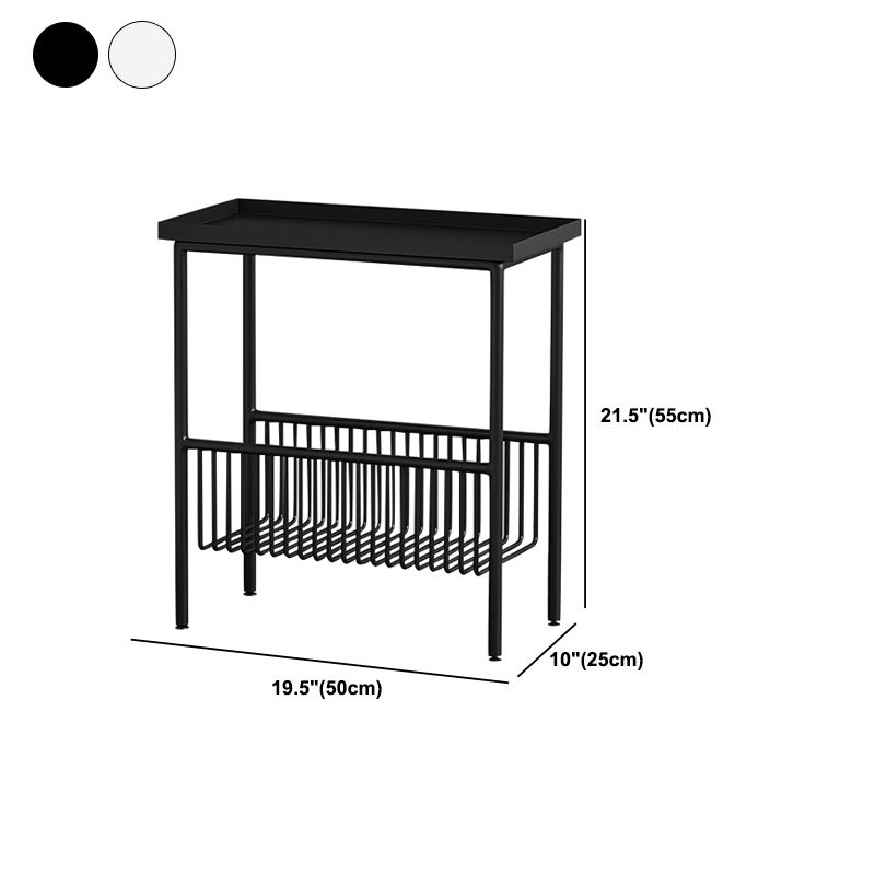 Rectangle Tray Top Side Table 21.65" Tall Iron 4 Legs End Table with Shelf