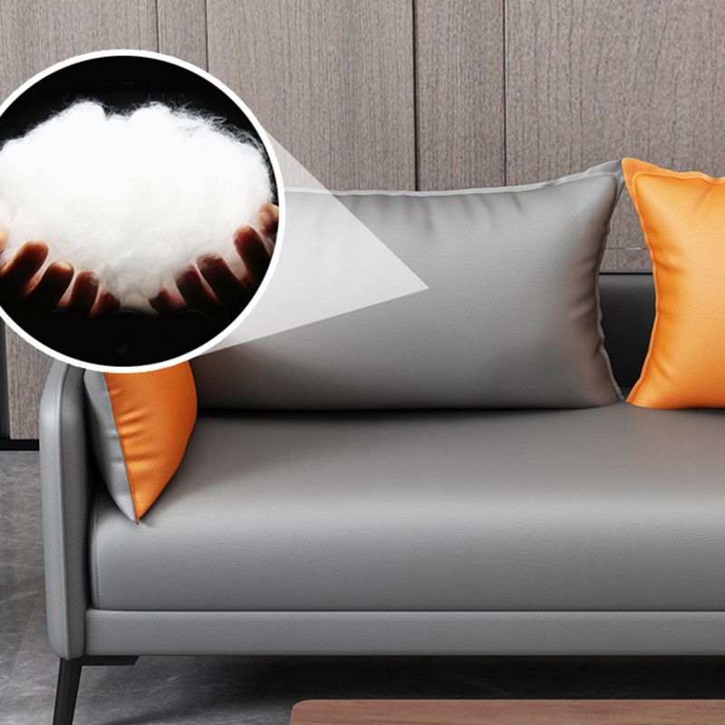 Contemporary Sofa Faux Leather Square Arm Sofa with Pillows for Apartment Clearhalo 'furn' 'furn_sofas' 'Furniture' 'Living Room Furniture' 'Sofa' 'sofas' 1200x1200_b605e714-bb71-4728-b05e-741e0b081b85