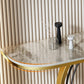 11" Wide Glam Console Table Stone Half Moon Console Accent Table