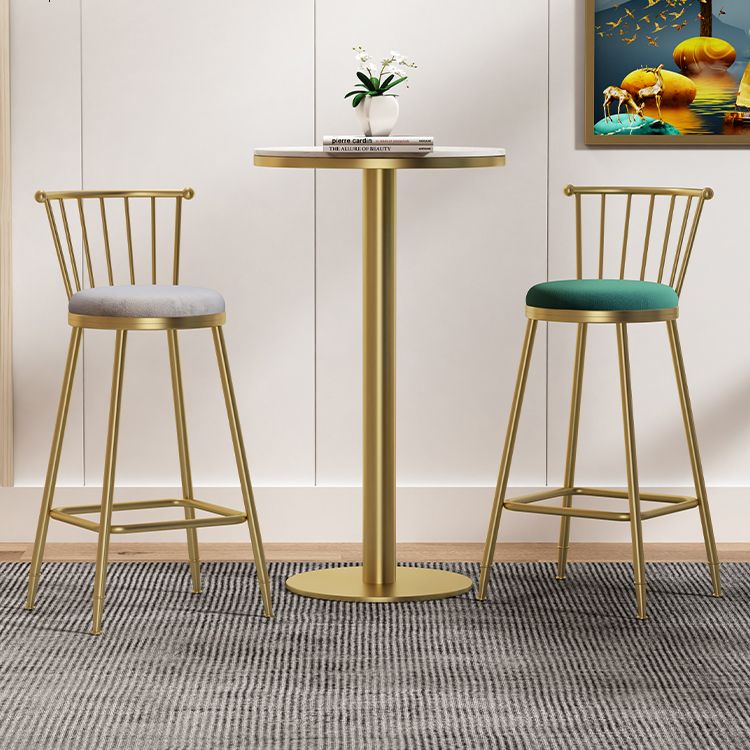 Nordic Armless Backrest Counter Stool Iron Dessert Shop Bar Stool with Pedal and Cushion Clearhalo 'Bar Furniture' 'Bar Stools' 'bar_stools' 'furn' 'furn_bar_stools' 'Furniture' 'Kitchen & Dining Furniture' 1200x1200_b6079449-06c8-4b89-a809-3b2663a70c63