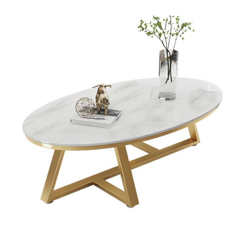 17.7" Tall Iron Cross Legs Cocktail Table Oval Slate Top Coffee Table Clearhalo 'Coffee & Accent Tables' 'Coffee Tables' 'coffee_tables' 'furn' 'furn_coffee_tables' 'Furniture' 'Living Room Furniture' 1200x1200_b60834c1-28aa-4265-945c-8016cf4cc64c