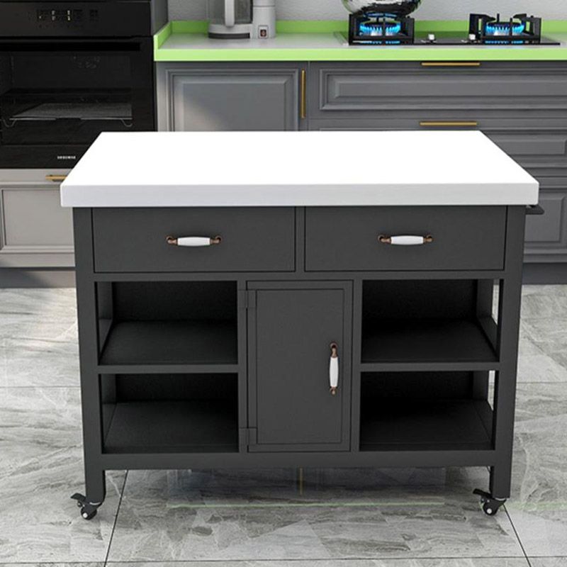 Rectangular Kitchen Trolley Modern Dining Room Prep Table with Drawer Clearhalo 'furn' 'furn_kitchen_islands_carts' 'Furniture' 'Kitchen & Dining Furniture' 'Kitchen Islands & Carts' 'kitchen_islands_carts' 1200x1200_b6093786-1469-45bd-93d5-757b0d076b3a