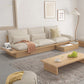 Contemporary Beige Sofa with Pillows Back and Drawers for Living Room