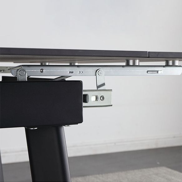 Contemporary Style Sintered Stone Dining Table with Black Fixed Table and 4 Legs Base Clearhalo 'Dining Room Sets' 'Dining Tables & Seating' 'dining_room_set' 'furn' 'furn_dining_room_set' 'Furniture' 'furniture_dining_room_set' 'Kitchen & Dining Furniture' 'kitchen&dining_furn' 'kitchen' 1200x1200_b60b1699-3d4d-4b92-827a-f219f824f1cc