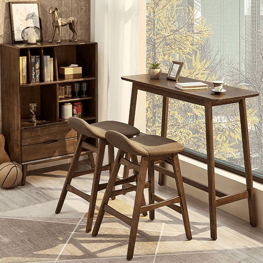 Walnut Solid Wood Bar Stools Industrial Linen Barstools with Low Back