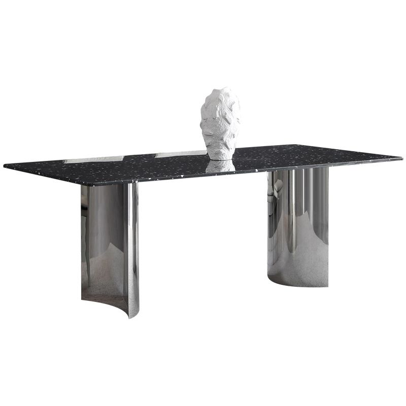 Black Stone Dining Table Set with Solid Back Chairs 1/2/4/5/7 Pcs Modern Dinette Set Clearhalo 'Dining Room Sets' 'Dining Tables & Seating' 'dining_room_set' 'furn' 'furn_dining_room_set' 'Furniture' 'Kitchen & Dining Furniture' 1200x1200_b60c5313-5181-4f42-abc1-9916b3d7c7ae
