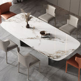 Modern Rectangle Dining Table Stone Top Table with Stainless Steel Sled Base Clearhalo ' dining_table' 'Dining Tables & Seating' 'Dining Tables' 'furn' 'furn_dining_table' 'Furniture' 'furniture_dining_table' 'Kitchen & Dining Furniture' 'kitchen&dining_furn' 'kitchen' 'kitchen_dining_table' 1200x1200_b60c95b8-0f73-44b6-bafa-9bf091686dc9