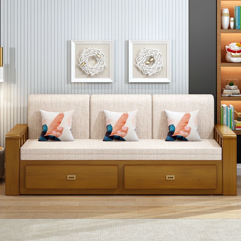 Removable Cushions Scandinavian Solid Wood Futon Sleeper Sofa Bed Clearhalo 'furn' 'furn_futons' 'Furniture' 'Futons & Daybeds' 'Futons' 'Living Room Furniture' 1200x1200_b60cc060-0366-424a-9751-9965273a8ef6