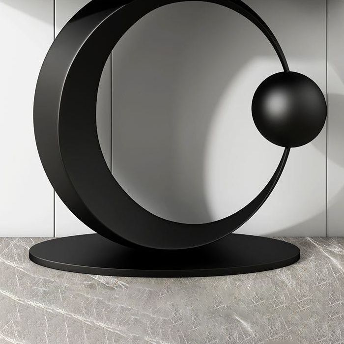 Halbmond zeitgenössischer Konsolen Akzenttisch Antikes Finish -Konsole -Sofa Tisch in Stein